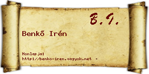 Benkő Irén névjegykártya